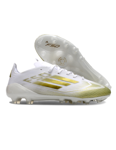 Men's Adidas F50 Elite AG Artificial Grass Low-Tops Football Boots - White/Gold