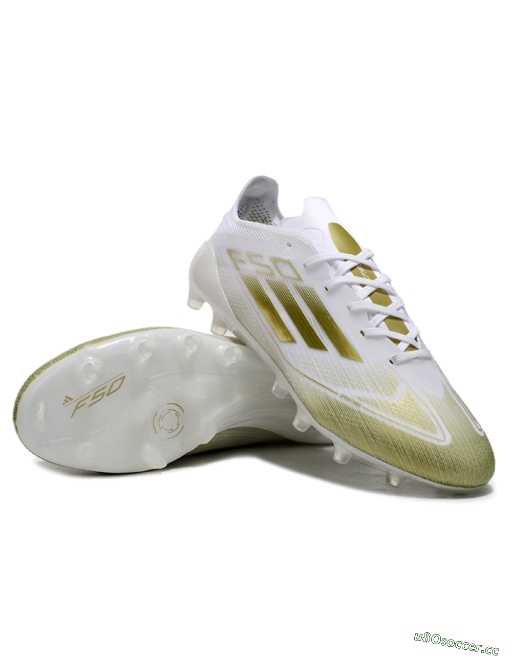 Men's Adidas F50 Elite AG Artificial Grass Low-Tops Football Boots - White/Gold 3
