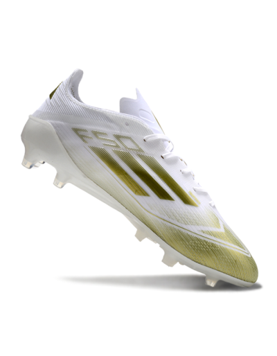 Men's Adidas F50 Elite AG Artificial Grass Low-Tops Football Boots - White/Gold