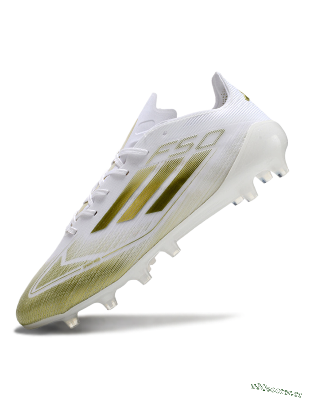 Men's Adidas F50 Elite AG Artificial Grass Low-Tops Football Boots - White/Gold 5