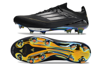 Unisex Adidas F50+ Lightstrike Pro Elite FG Firm Ground Low-Tops Football Boots - Black/Silver/Gold