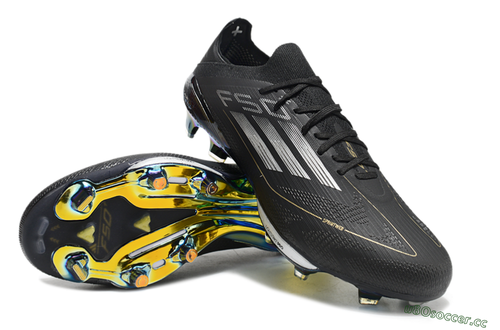 Unisex Adidas F50+ Lightstrike Pro Elite FG Firm Ground Low-Tops Football Boots - Black/Silver/Gold 3
