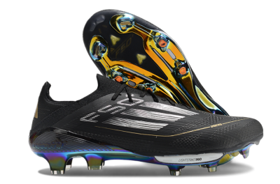 Unisex Adidas F50+ Lightstrike Pro Elite FG Firm Ground Low-Tops Football Boots - Black/Silver/Gold