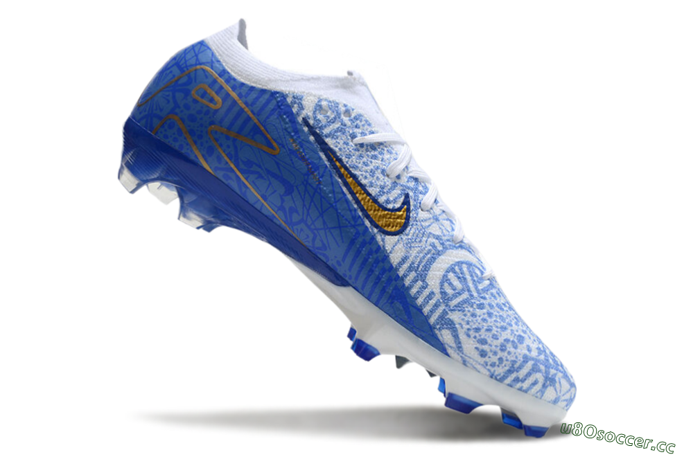 Unisex Nike Air Zoom Mercurial Vapor 16 Elite FG Firm Ground Low-Tops Football Boots - White/Blue/Gold 4