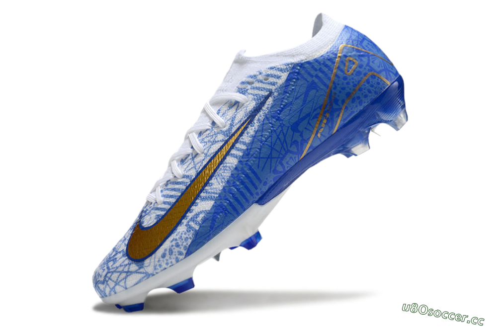 Unisex Nike Air Zoom Mercurial Vapor 16 Elite FG Firm Ground Low-Tops Football Boots - White/Blue/Gold 5