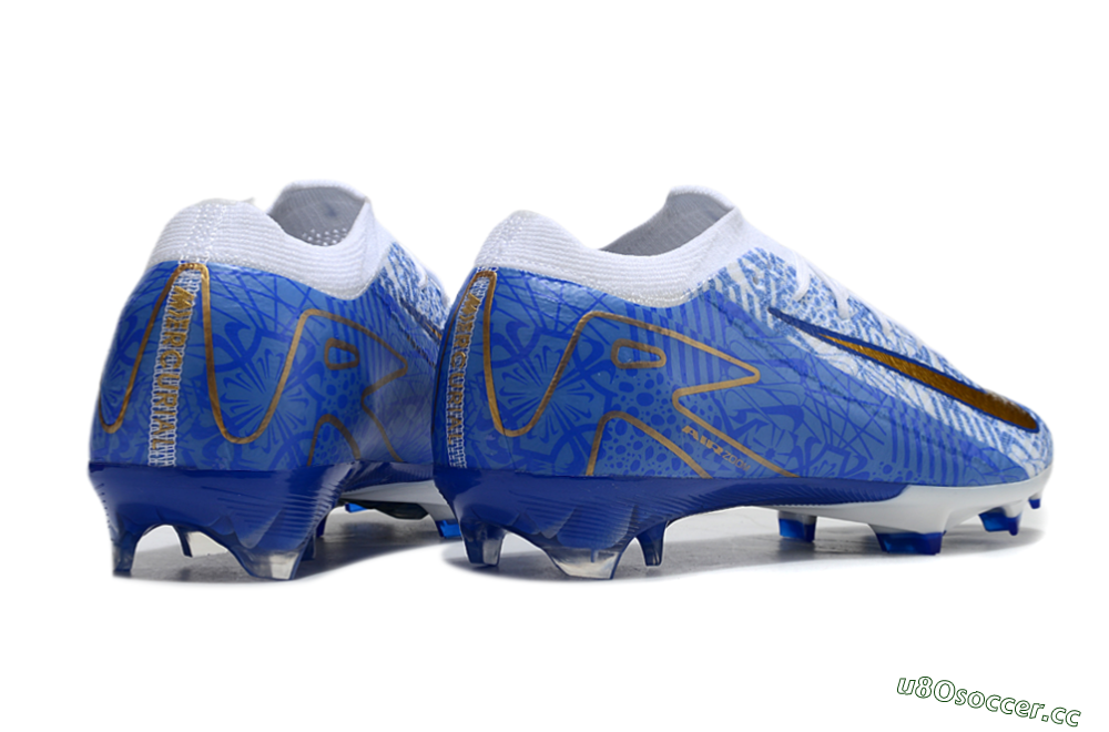 Unisex Nike Air Zoom Mercurial Vapor 16 Elite FG Firm Ground Low-Tops Football Boots - White/Blue/Gold 6