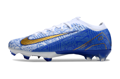 Unisex Nike Air Zoom Mercurial Vapor 16 Elite FG Firm Ground Low-Tops Football Boots - White/Blue/Gold