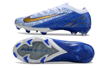 Unisex Nike Air Zoom Mercurial Vapor 16 Elite FG Firm Ground Low-Tops Football Boots - White/Blue/Gold