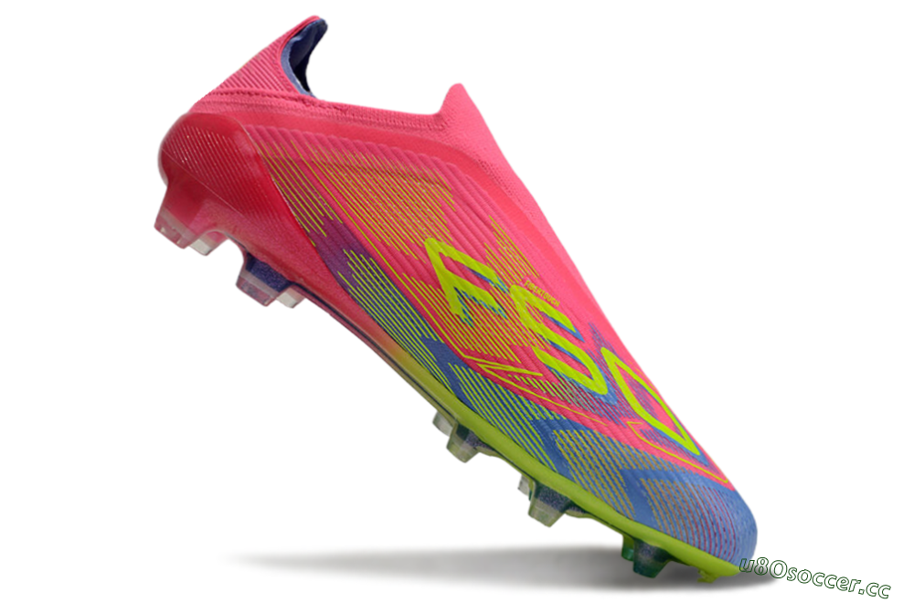 Unisex Adidas F50 Elite Laceless FG Firm Ground Low-Tops Football Boots - Pink/Blue/Yellow 5