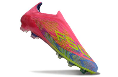 Unisex Adidas F50 Elite Laceless FG Firm Ground Low-Tops Football Boots - Pink/Blue/Yellow