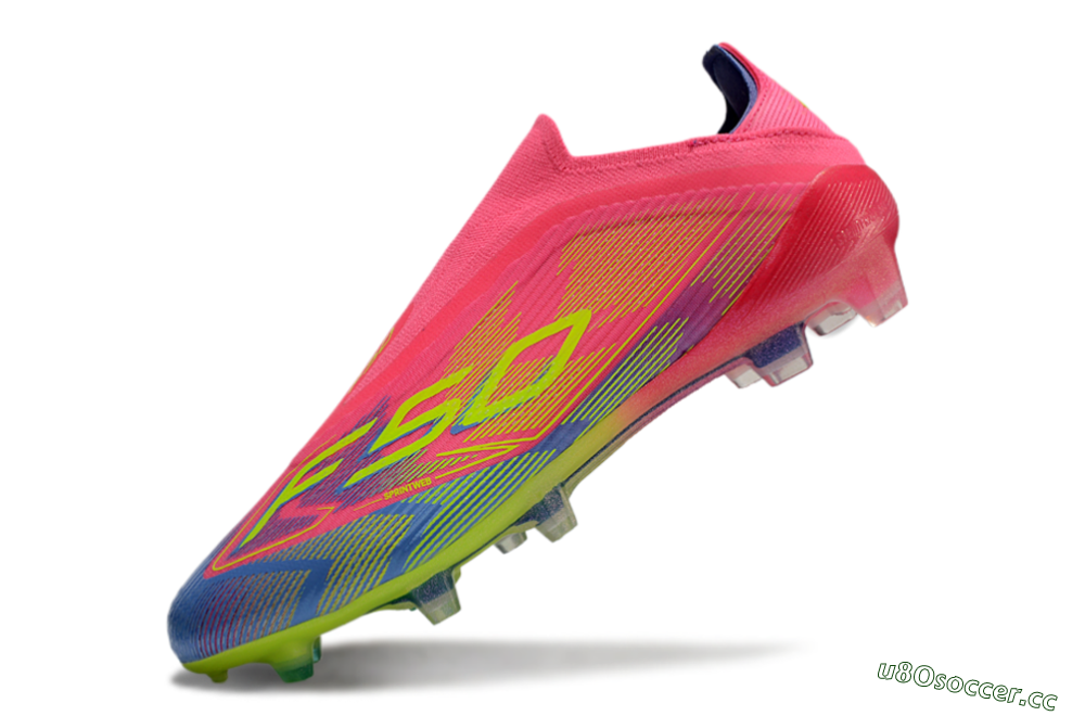 Unisex Adidas F50 Elite Laceless FG Firm Ground Low-Tops Football Boots - Pink/Blue/Yellow 6