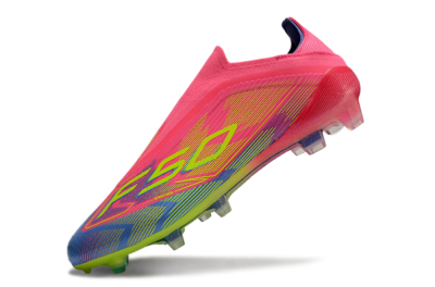 Unisex Adidas F50 Elite Laceless FG Firm Ground Low-Tops Football Boots - Pink/Blue/Yellow