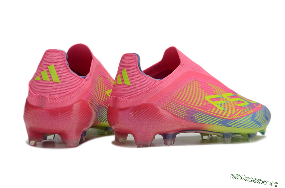 Unisex Adidas F50 Elite Laceless FG Firm Ground Low-Tops Football Boots - Pink/Blue/Yellow 7