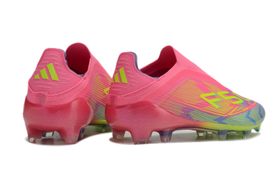 Unisex Adidas F50 Elite Laceless FG Firm Ground Low-Tops Football Boots - Pink/Blue/Yellow