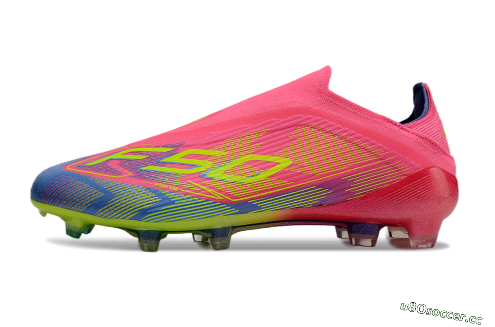 Unisex Adidas F50 Elite Laceless FG Firm Ground Low-Tops Football Boots - Pink/Blue/Yellow 0