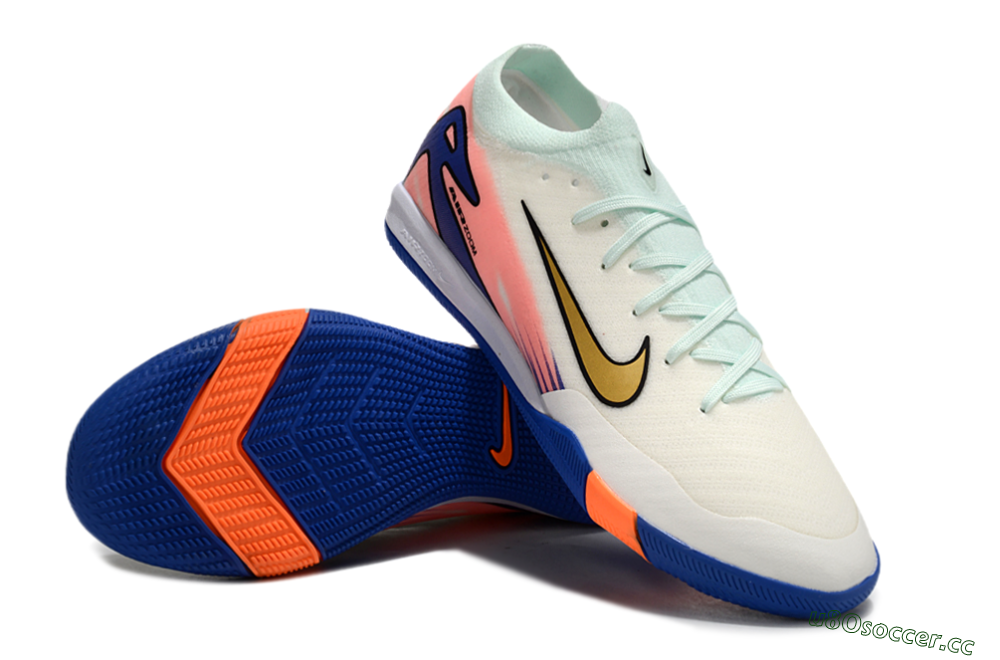 Unisex Nike Air Zoom Mercurial Vapor 16 Elite IC Indoor & Futsal Low-Tops Football Shoes - Jade/Gold/Blue 3