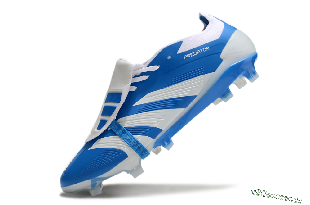 Men's Adidas Predator Elite Foldover Tongue FG Firm Ground Low-Tops Football Boots - Blue/White 6