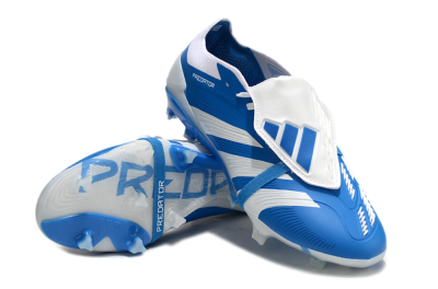 Men's Adidas Predator Elite Foldover Tongue FG Firm Ground Low-Tops Football Boots - Blue/White