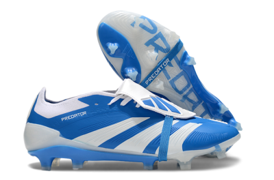 Men's Adidas Predator Elite Foldover Tongue FG Firm Ground Low-Tops Football Boots - Blue/White
