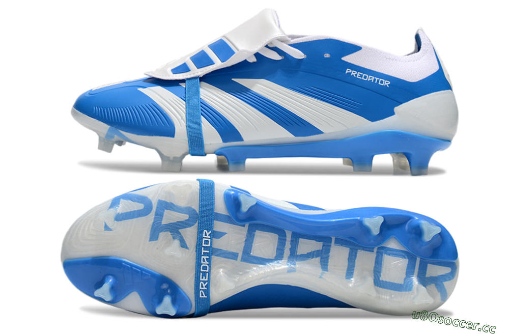 Men's Adidas Predator Elite Foldover Tongue FG Firm Ground Low-Tops Football Boots - Blue/White 1