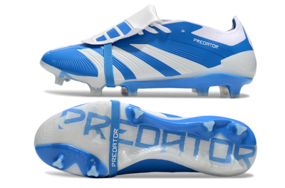 Men's Adidas Predator Elite Foldover Tongue FG Firm Ground Low-Tops Football Boots - Blue/White