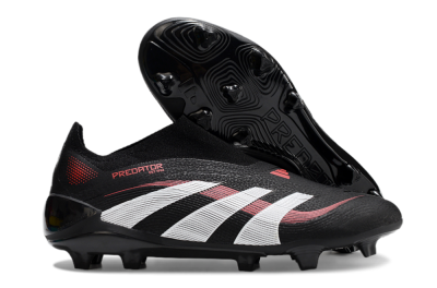 Unisex Adidas Predator Elite Laceless FG Firm Ground Low-Tops Football Boots - Black/Red/White
