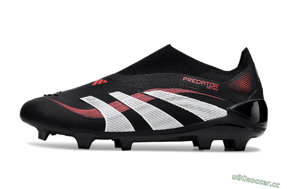 Unisex Adidas Predator Elite Laceless FG Firm Ground Low-Tops Football Boots - Black/Red/White 0
