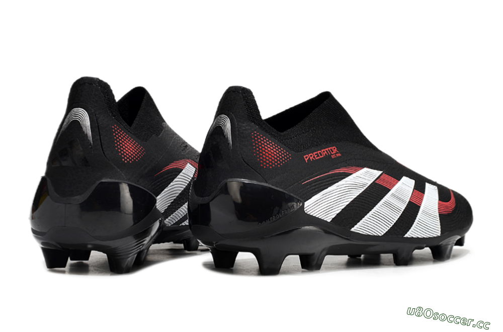 Unisex Adidas Predator Elite Laceless FG Firm Ground Low-Tops Football Boots - Black/Red/White 6