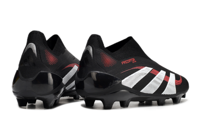 Unisex Adidas Predator Elite Laceless FG Firm Ground Low-Tops Football Boots - Black/Red/White