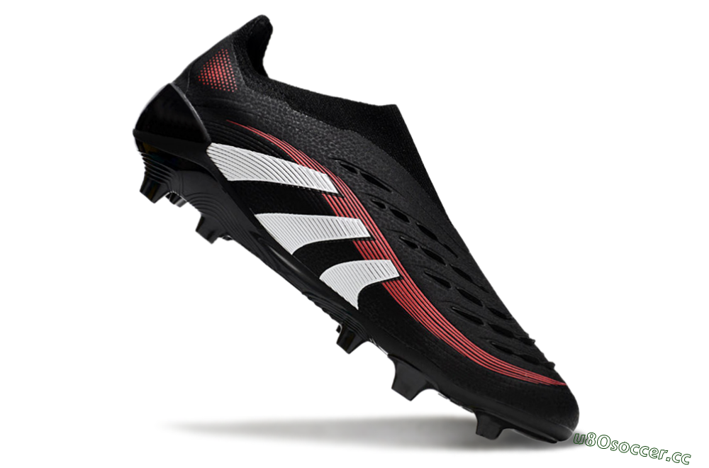 Unisex Adidas Predator Elite Laceless FG Firm Ground Low-Tops Football Boots - Black/Red/White 4