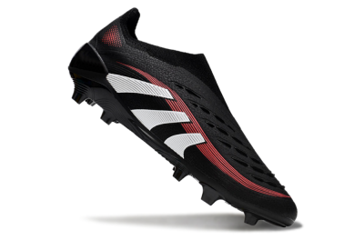 Unisex Adidas Predator Elite Laceless FG Firm Ground Low-Tops Football Boots - Black/Red/White