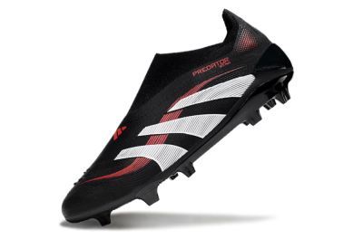 Unisex Adidas Predator Elite Laceless FG Firm Ground Low-Tops Football Boots - Black/Red/White