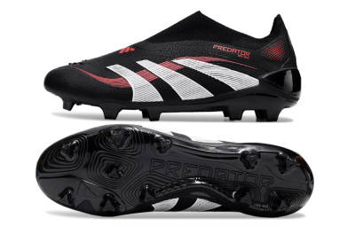 Unisex Adidas Predator Elite Laceless FG Firm Ground Low-Tops Football Boots - Black/Red/White