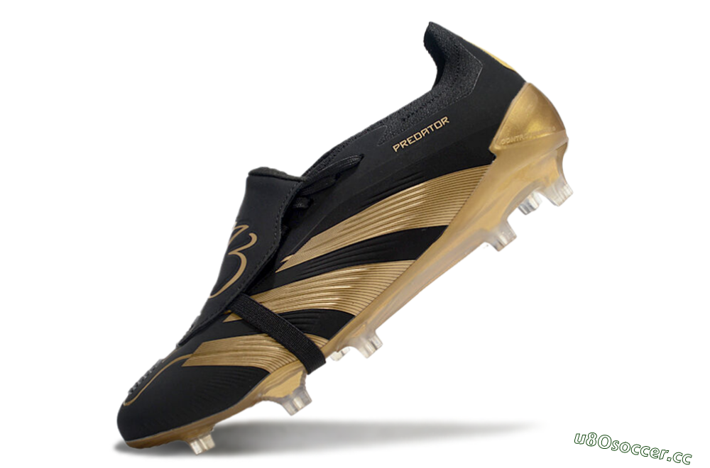 Men's Adidas Predator Elite Foldover Tongue FG Firm Ground Low-Tops Football Boots - Black/Gold 6