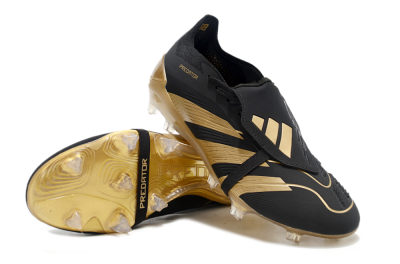 Men's Adidas Predator Elite Foldover Tongue FG Firm Ground Low-Tops Football Boots - Black/Gold