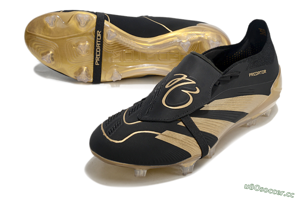 Men's Adidas Predator Elite Foldover Tongue FG Firm Ground Low-Tops Football Boots - Black/Gold 3
