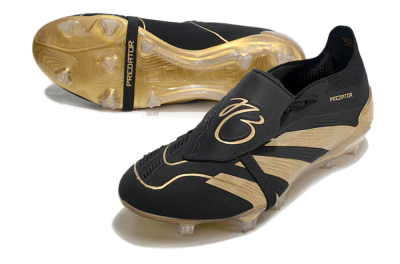 Men's Adidas Predator Elite Foldover Tongue FG Firm Ground Low-Tops Football Boots - Black/Gold
