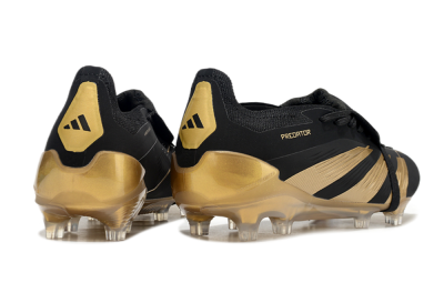 Men's Adidas Predator Elite Foldover Tongue FG Firm Ground Low-Tops Football Boots - Black/Gold