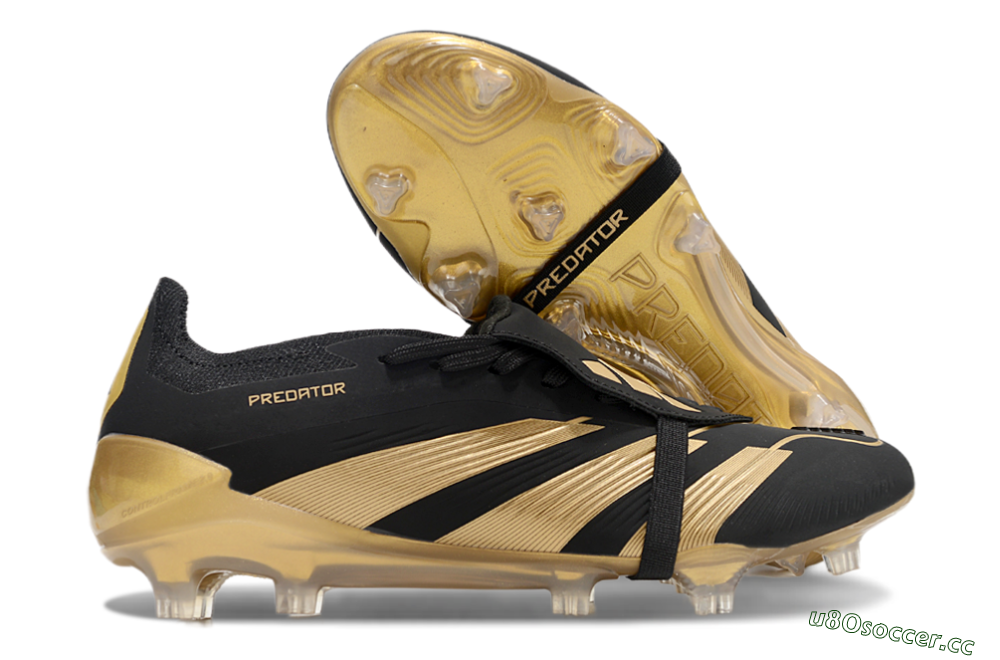 Men's Adidas Predator Elite Foldover Tongue FG Firm Ground Low-Tops Football Boots - Black/Gold 2