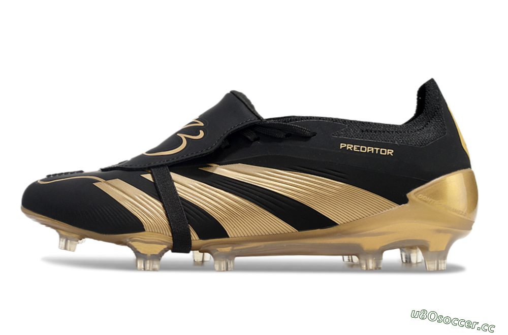Men's Adidas Predator Elite Foldover Tongue FG Firm Ground Low-Tops Football Boots - Black/Gold 0