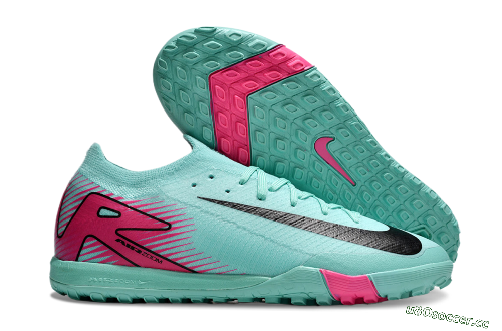 Men's Nike Air Zoom Mercurial Vapor 16 Elite TF Artificial Turf Low-Tops Football Shoes - Jade/Black/Red 2