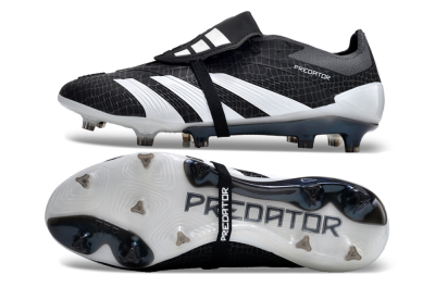 Men's Adidas Predator Elite Foldover Tongue FG Firm Ground Low-Tops Football Boots - Black/White