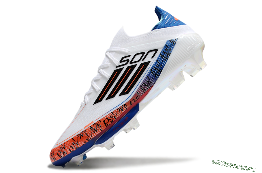 Men's Adidas F50 Elite Lightstrike Pro FG Firm Ground Low-Tops Football Boots - White/Orange/Blue 5