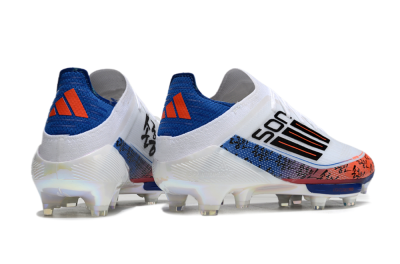 Men's Adidas F50 Elite Lightstrike Pro FG Firm Ground Low-Tops Football Boots - White/Orange/Blue