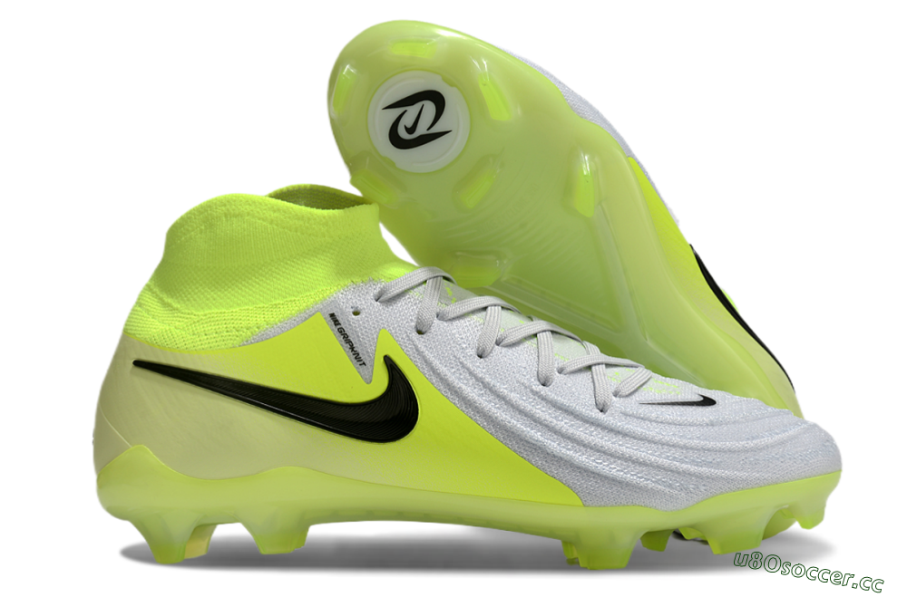 Men's Nike Phantom Luna Elite FG Firm Ground High-Tops Football Boots - Grey/Yellow/Black 2