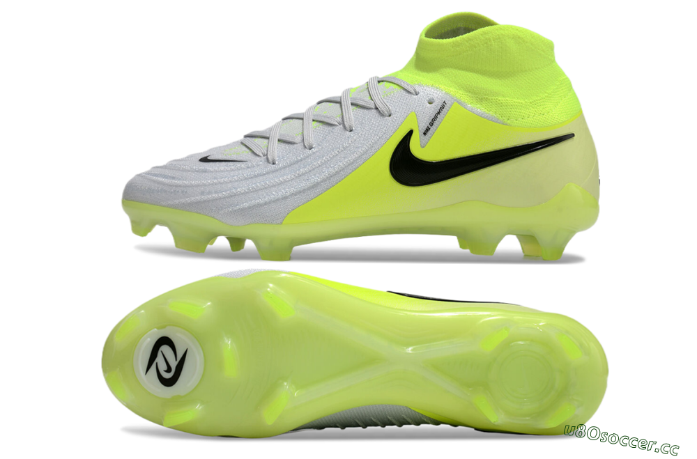 Men's Nike Phantom Luna Elite FG Firm Ground High-Tops Football Boots - Grey/Yellow/Black 1