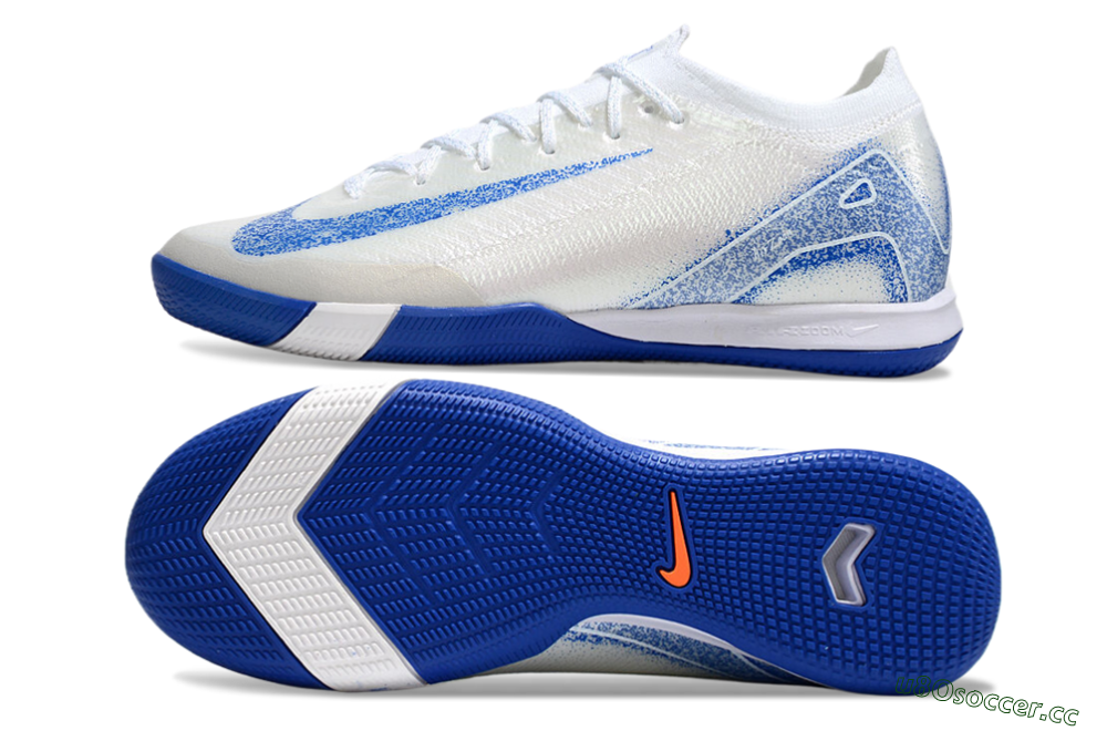 Men's Nike Air Zoom Mercurial Vapor 16 Elite IC Indoor & Futsal Low-Tops Football Shoes - Beige/Blue/White 1