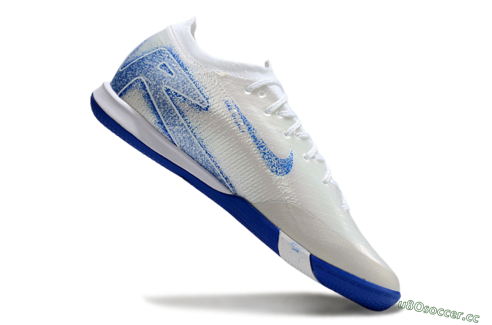 Men's Nike Air Zoom Mercurial Vapor 16 Elite IC Indoor & Futsal Low-Tops Football Shoes - Beige/Blue/White 4