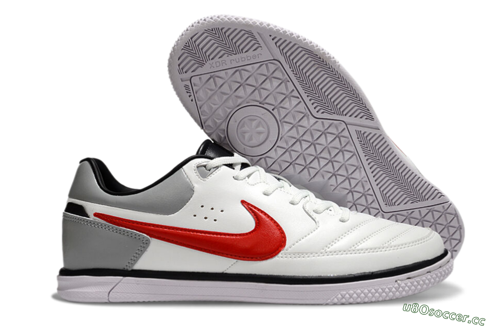 Men's Nike Street Gato IC Indoor & Futsal Low-Tops Football Shoes - White/Red/Silver 2