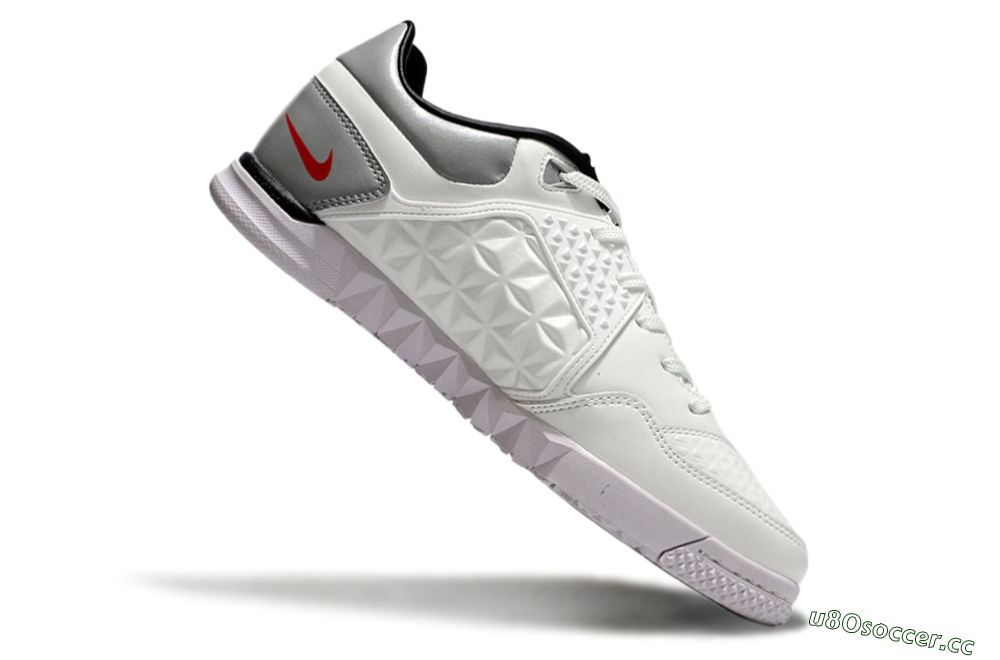 Men's Nike Street Gato IC Indoor & Futsal Low-Tops Football Shoes - White/Red/Silver 4